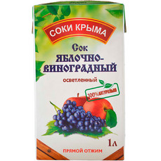 Соки Крыма Яблочно-виноградный прям. отжим 1л