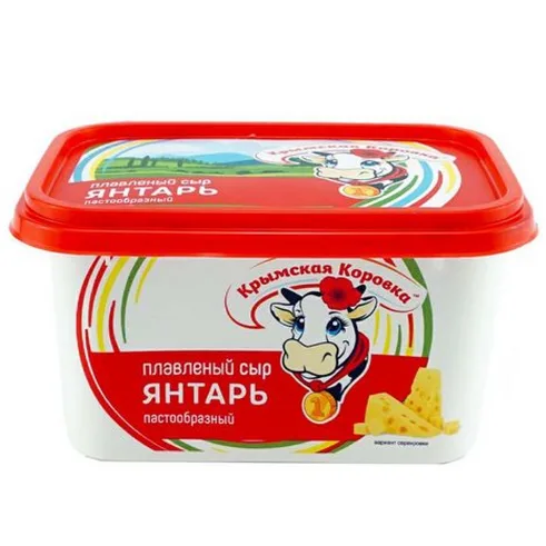 Крым.Коровка Сыр плавленный Янтарь 380 гр 50% ванночка