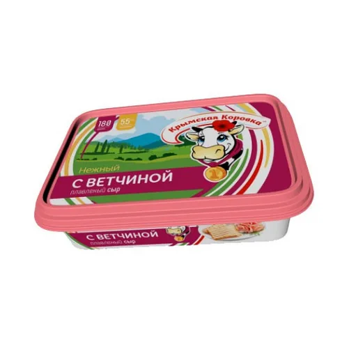 Крым.Коровка Сыр плавленный С Ветчиной 180 гр 50% ванночка