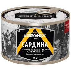 Доброфлот Сардина натур. 245гр ж\б ключ