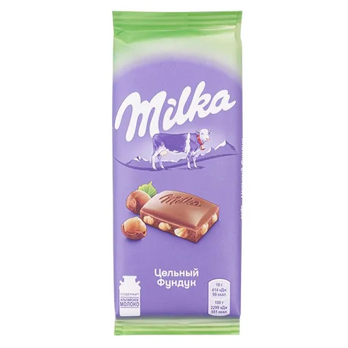 МИЛКА шоколад молочный цельн. фундук 95гр