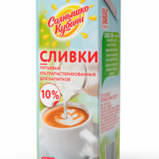 Сливки Солнышко Кубани 10% 1л