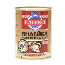 ГРОДФУД Тушеная Индейка 97,4% 338г ж\б ключ