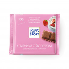 Шоколад Риттер Спорт молочный Клубника с йогуртом 100гр