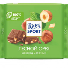 Шоколад Риттер Спорт молочный Лесной Орех 100гр